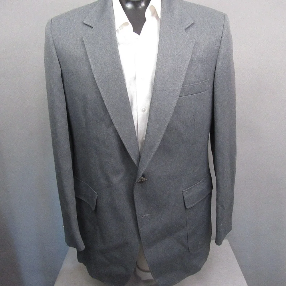 Vintage JCPenney Comfort Blazer 44L‎ Gray Polyester Semi-Structured Machine Wash